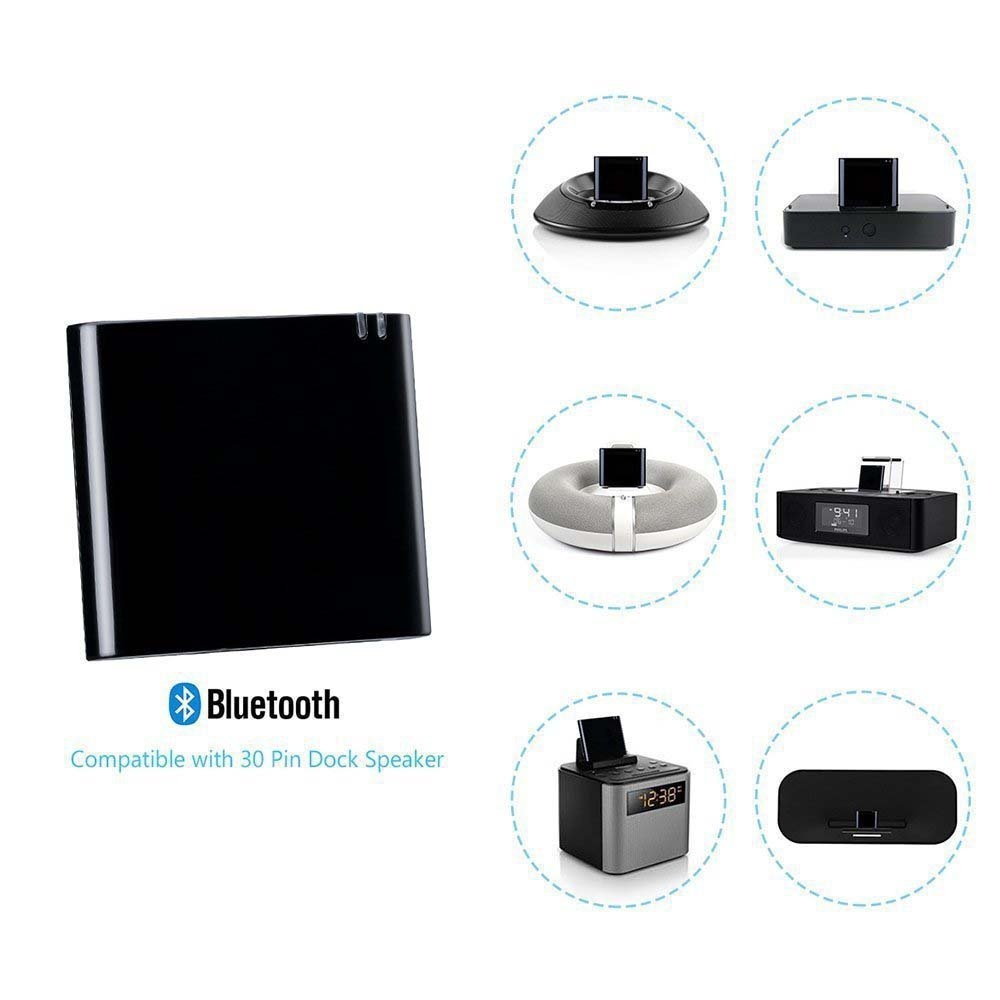 For 30pin iPhone iPod to Stereo Sounddock Bluetooth Audio Receiver Adapter black - Image 2