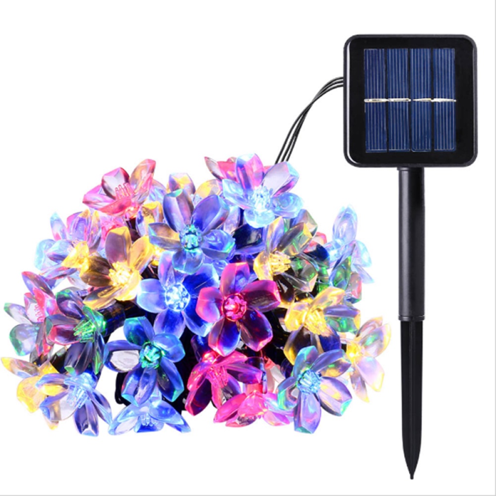 0.6W Outdoor Solar Powered String Lights, 50 LEDs Cherry Blossoms Lights Courtyard Lamp Violet - Image 2