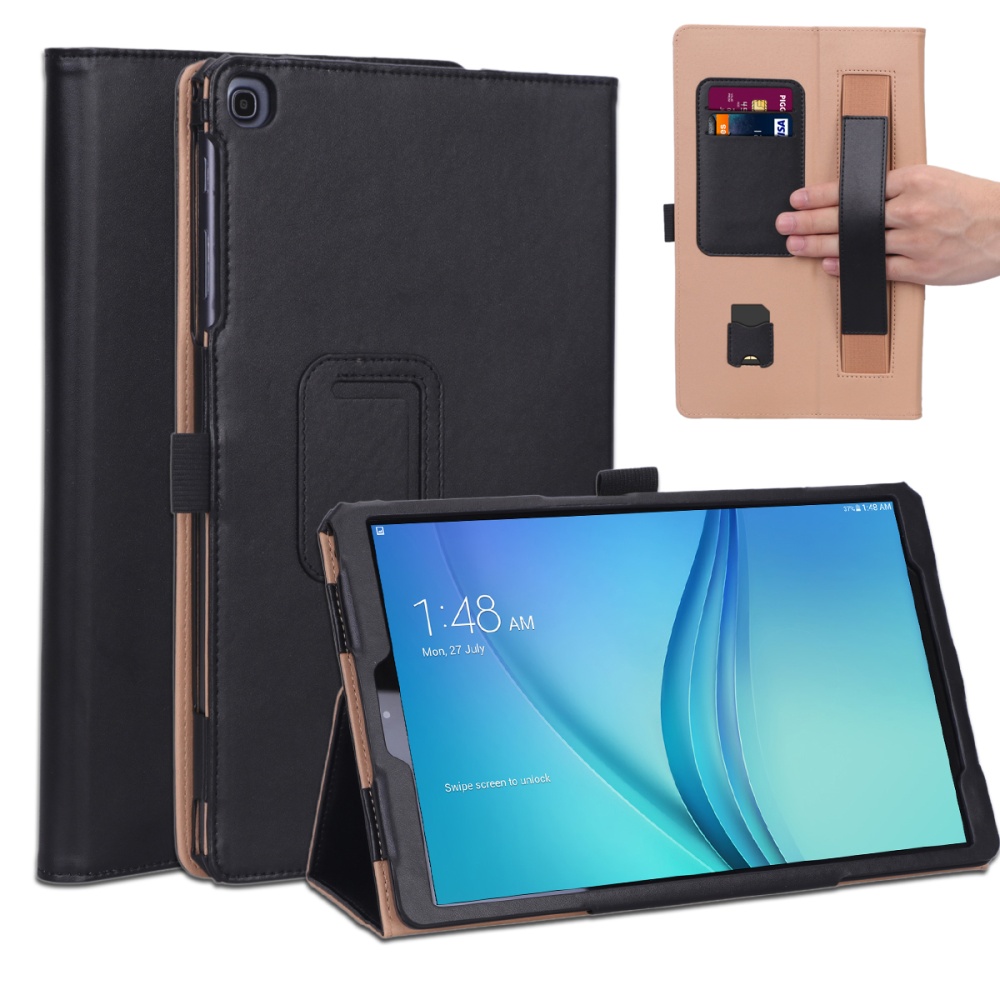 For Samsung TAB A 10.1 T510 T515 2019 Retro PU Leather Protective Hand Support Tablet Case with Card Position Bracket black_Samsung - Image 2