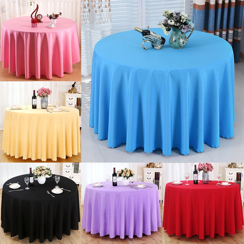 94"" Round Solid Color Tablecloth Cover for Banquet Wedding Party Decoration(Diameter 2.4m) white - Image 2