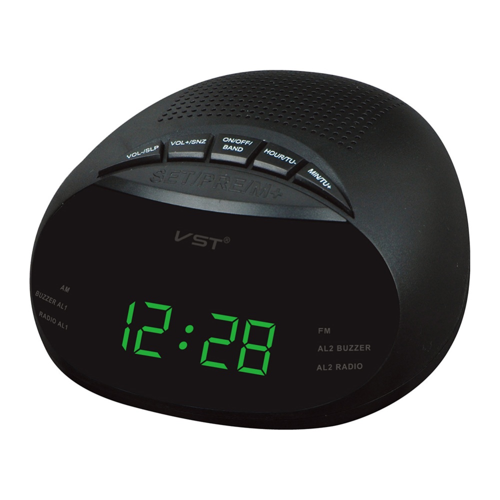 Clock-Controlled LED Alarm Clock with Radio & Snooze Function Gift Decoration European Specification 13.5 * 6.5 13.5CM green - Image 3