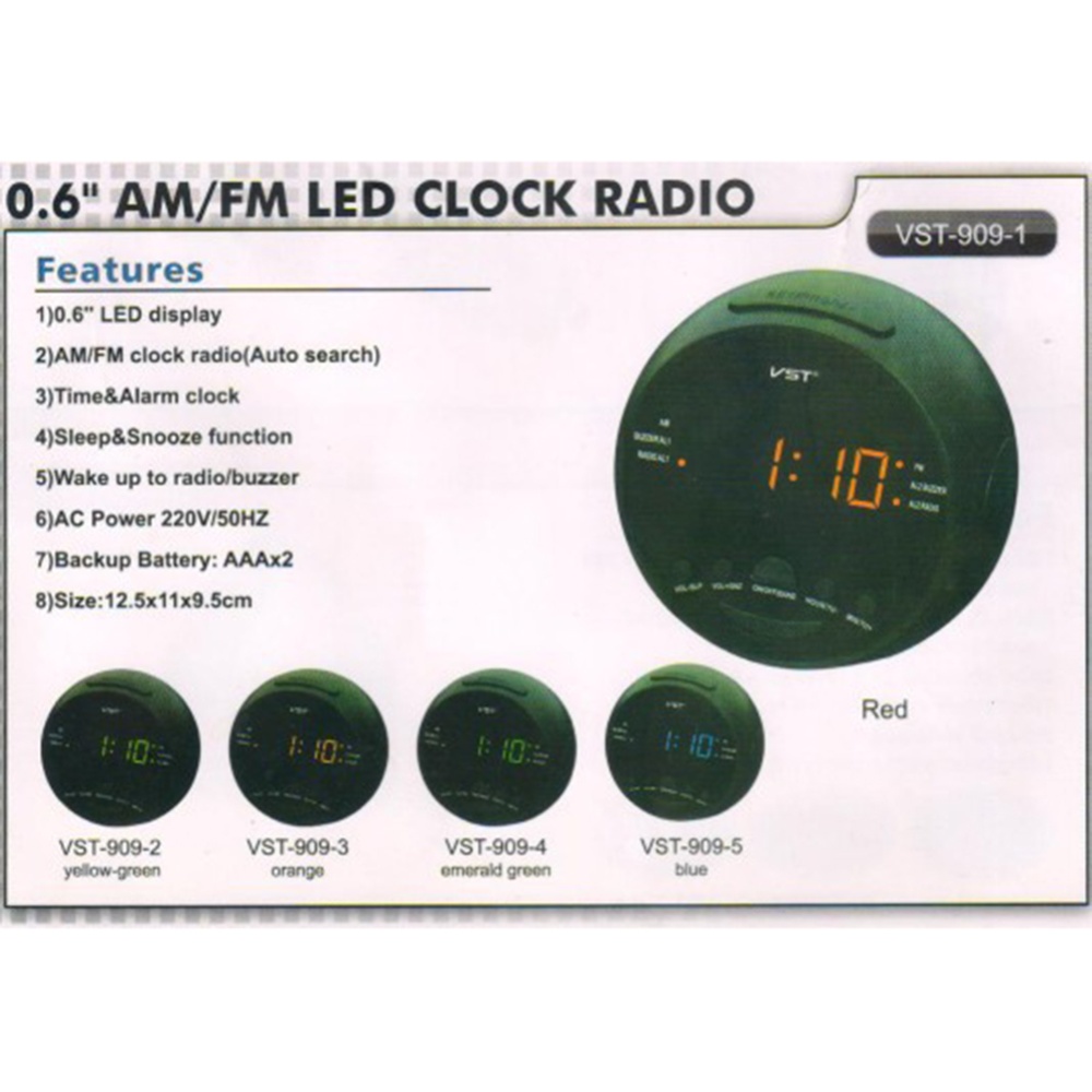 Stylish LED Radio Alarm Clock with Snooze Function US Specification 12.5 * 11 9.5CM Gift Decoration red - Image 3