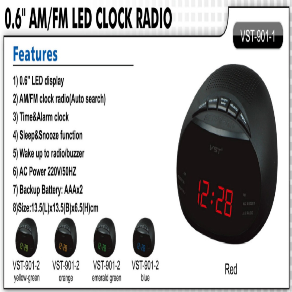 Clock-Controlled LED Alarm Clock with Radio & Snooze Function Gift Decoration European Specification 13.5 * 6.5 13.5CM red - Image 3