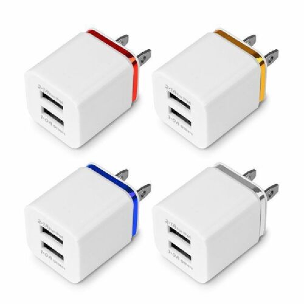 USB Double Wall Fast Charger Adapter 1A 2A 5V for Android / Galaxy iPhone blue - Image 2