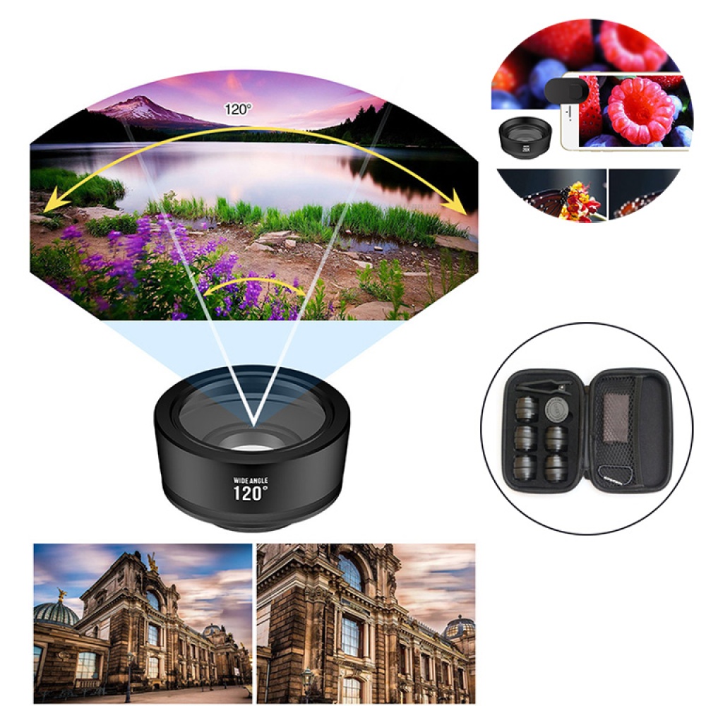 Mobile Phone Lens Wide-angle Macro Fisheye Increase UV Gradient Mirror CPL Starlight 10pcs/set black - Image 2