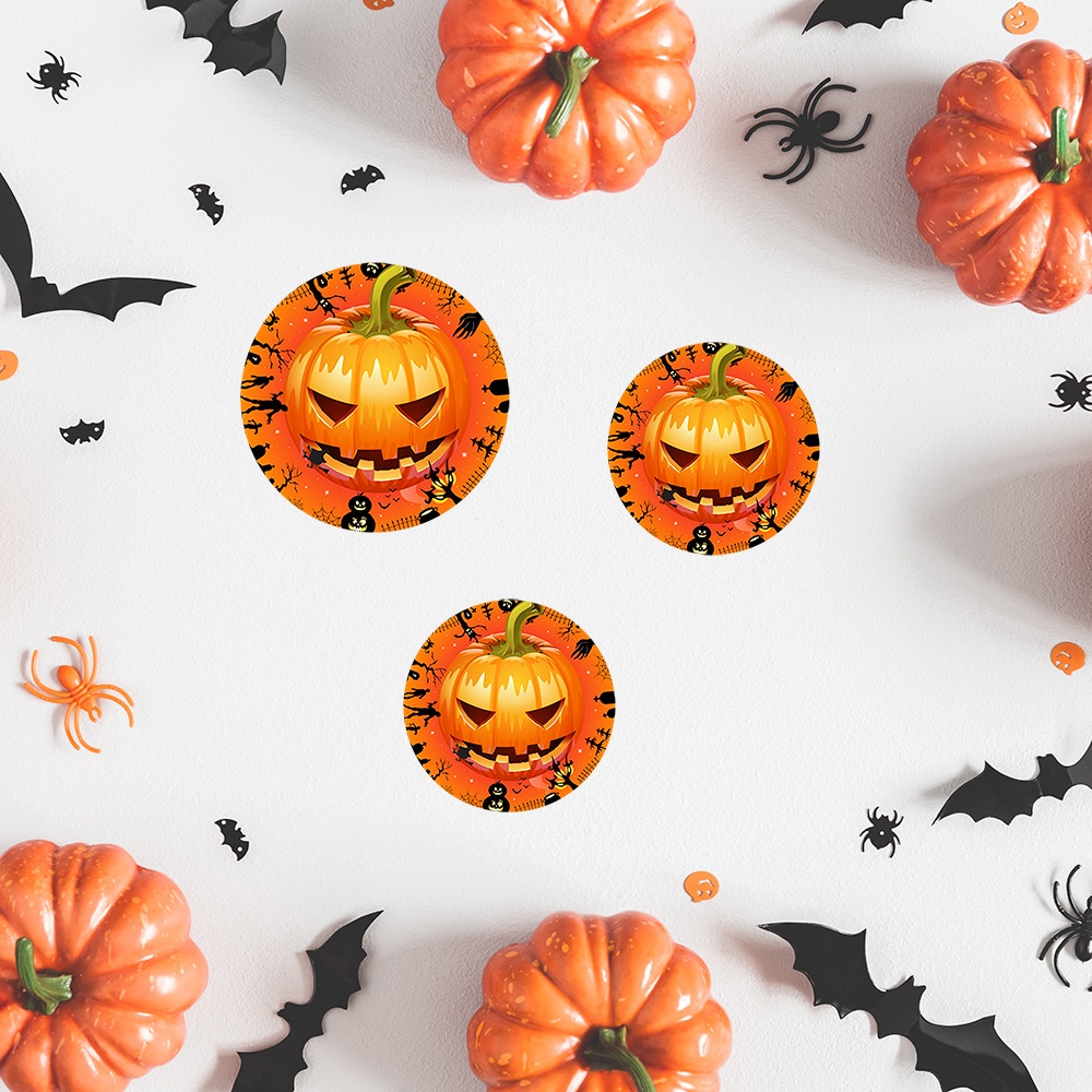 12Pcs Halloween Round Floor Sticker Decor Living Room Scary Eyes Pumpkin Wall Mural Decals HW004 - Image 3