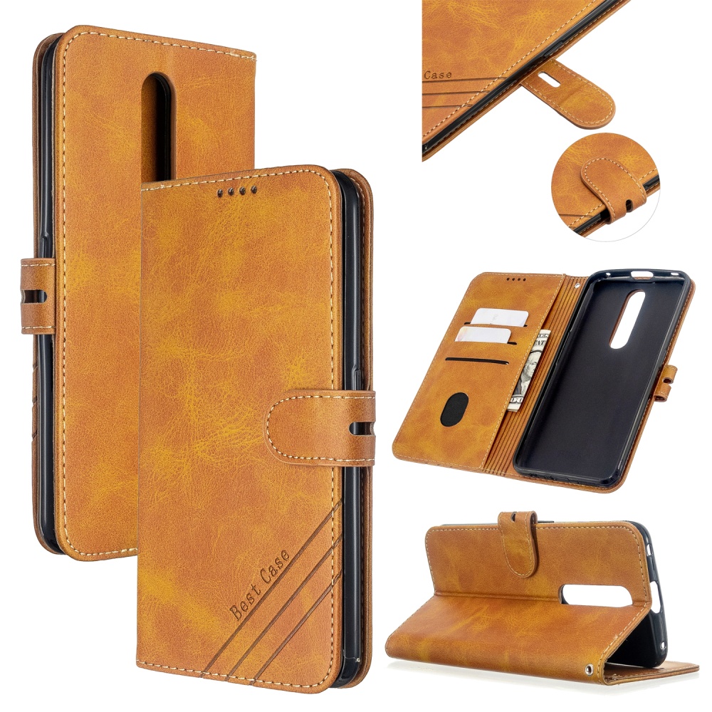 For OPPO F11/F11 Pro Case Soft Leather Cover with Denim Texture Precise Cutouts Wallet Design Buckle Closure Smartphone Shell yellow - Image 2