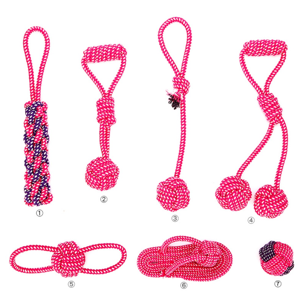 Cotton Rope Bite Resistant Chew Teething Toy for Pet Dogs Teeth Cleaning 7pcs