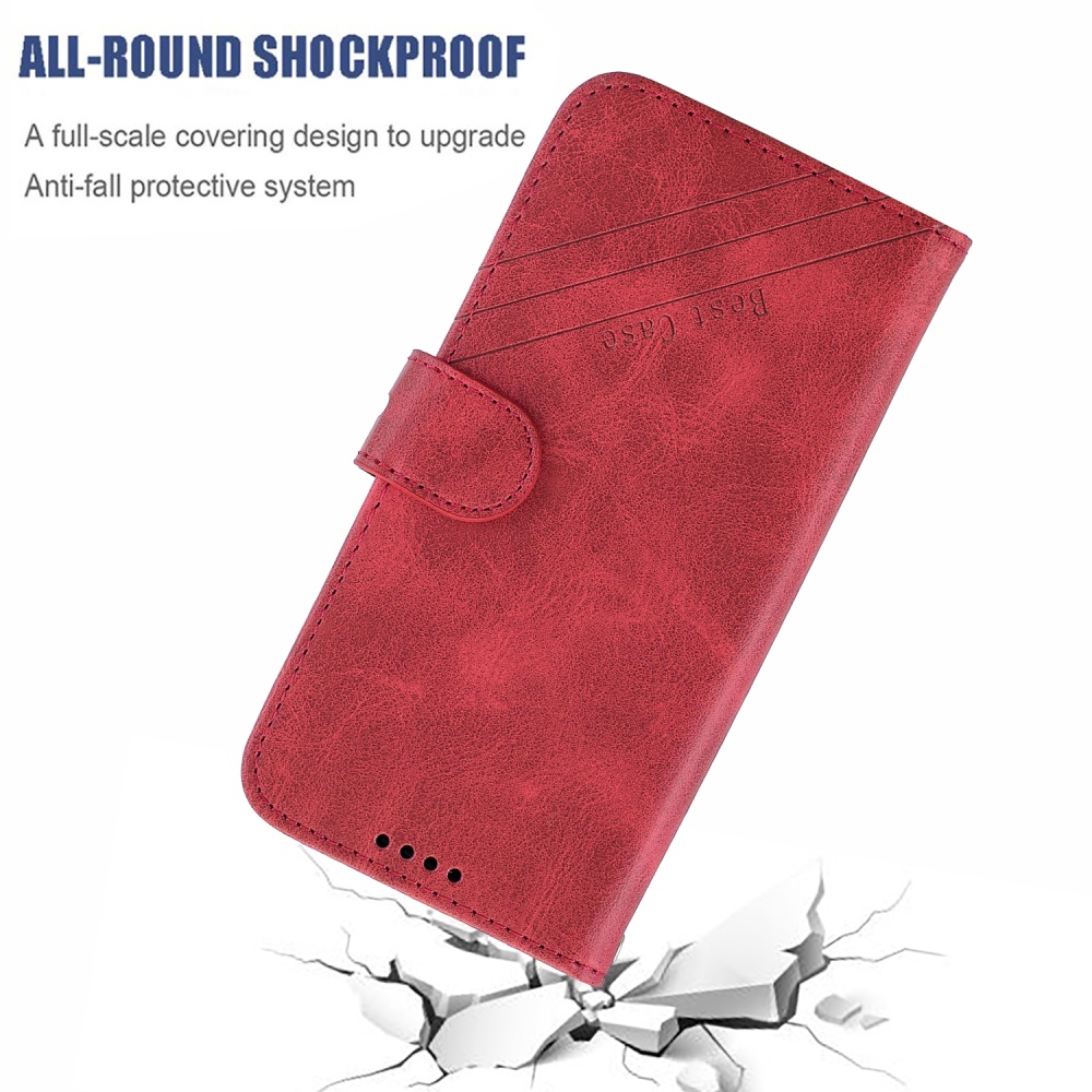 For HUAWEI Y9 Prime 2019-P Smart Z Solid Color Denim Grain Front Buckle Mobile Phone Cover Bracket red - Image 2