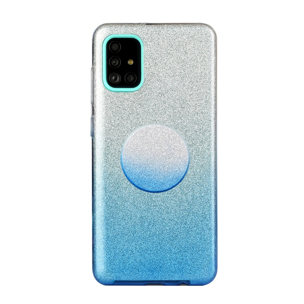 For Samsung A01/A11 European version/A31/A71 Phone Case Gradient Color Glitter Powder Cover with Airbag Bracket blue - Image 2