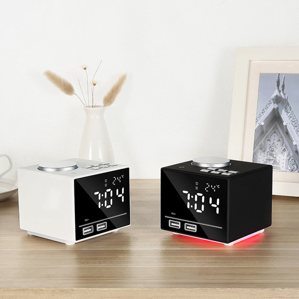 Smart Alarm Clock Bluetooth Speaker with LED Bedside Light Snooze Function Dual USB Port black_100 * 80 45 - Image 3