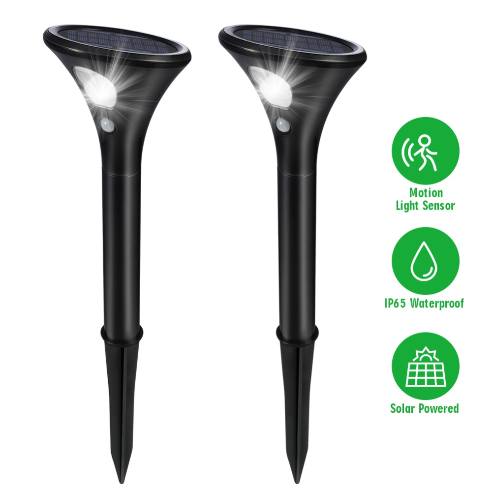 LITAKE 2Pack Solar Garden Ground Lights, 2 Lighting Modes, Lamp with PIR Sensor, IP65 Waterproof LED Sensor Path Lights Set