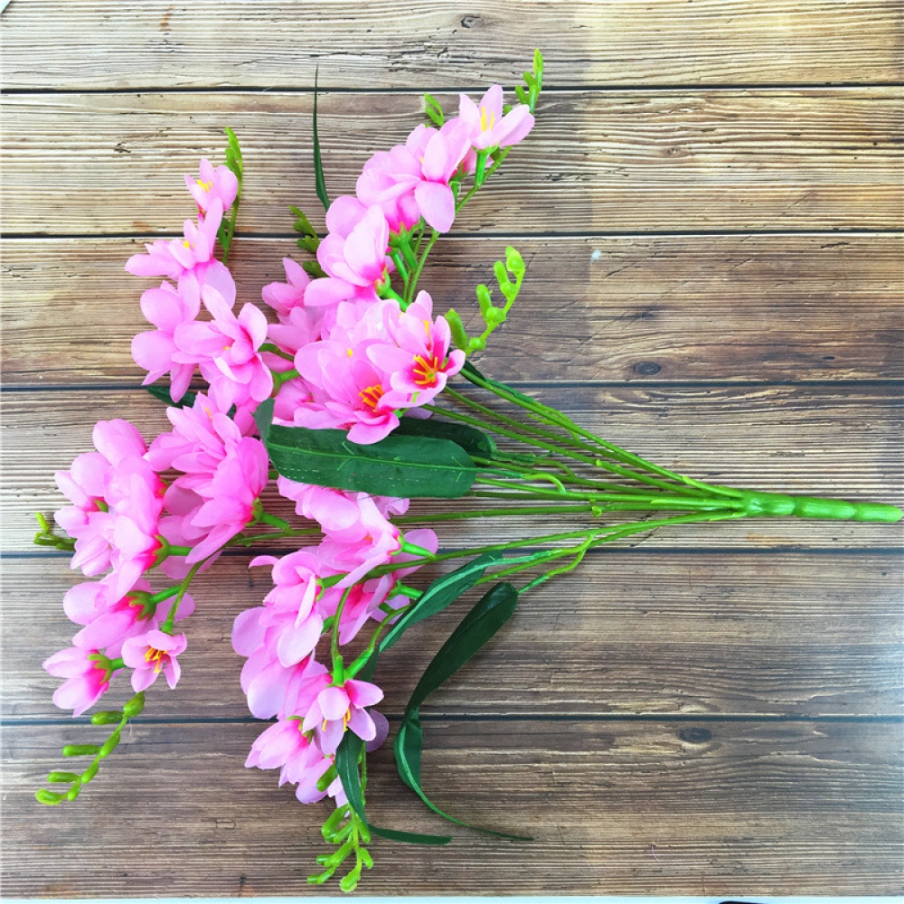 Artificial Freesia Flower with 9 Branches for Home Living Room Decor pink - Image 3