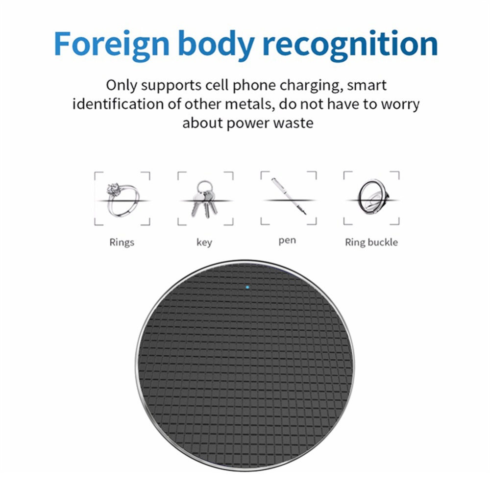 10w Wireless Charger Round Desktop Fast Charging Adapter for IPhone 8p Xr Xiaomi 9 Samsung Huawei Black - Image 2