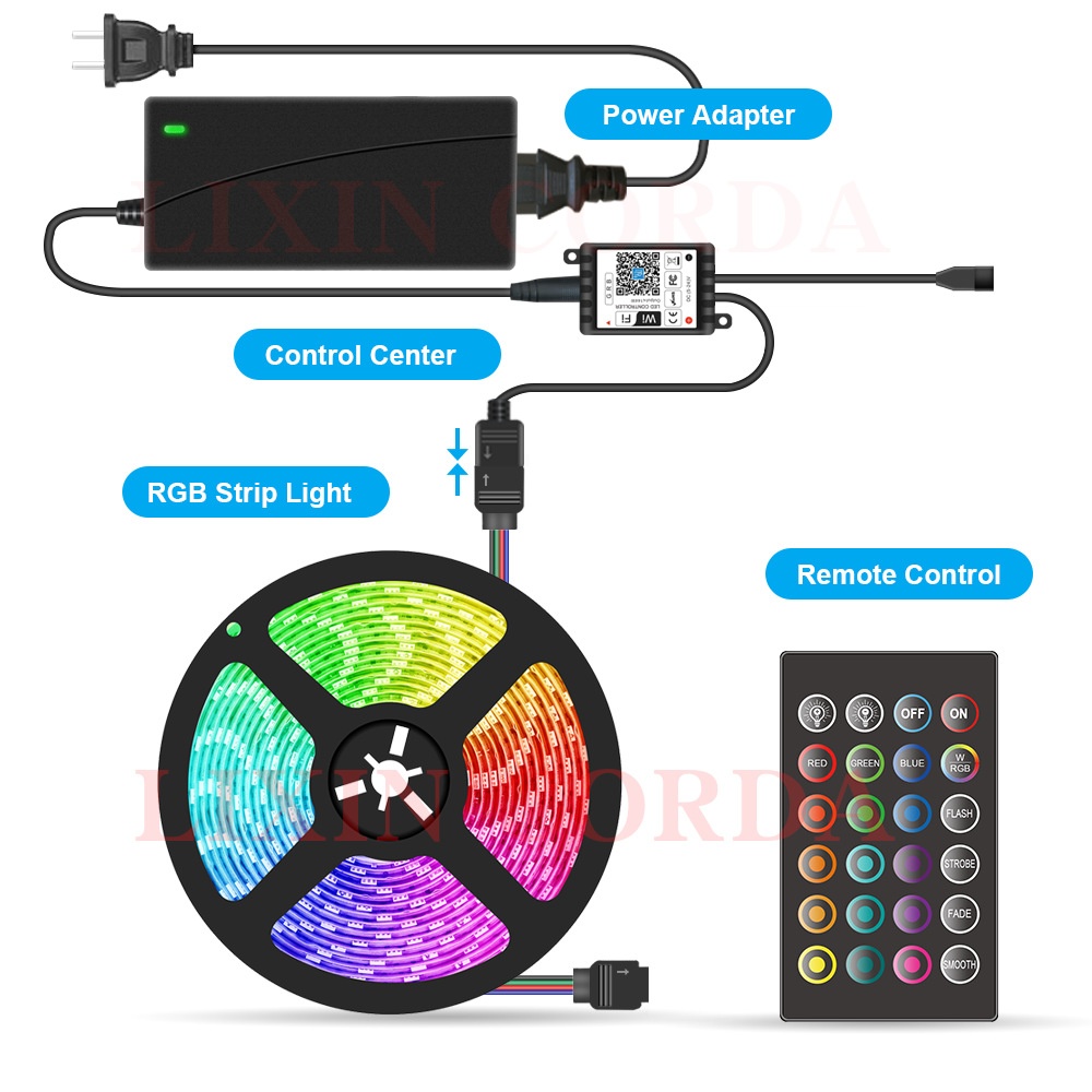 10m 5050 RGB LED Stripe Smart WiFi APP Remote Control String Light 300 LEDs Work with Alexa Google Asistant US plug - Image 2