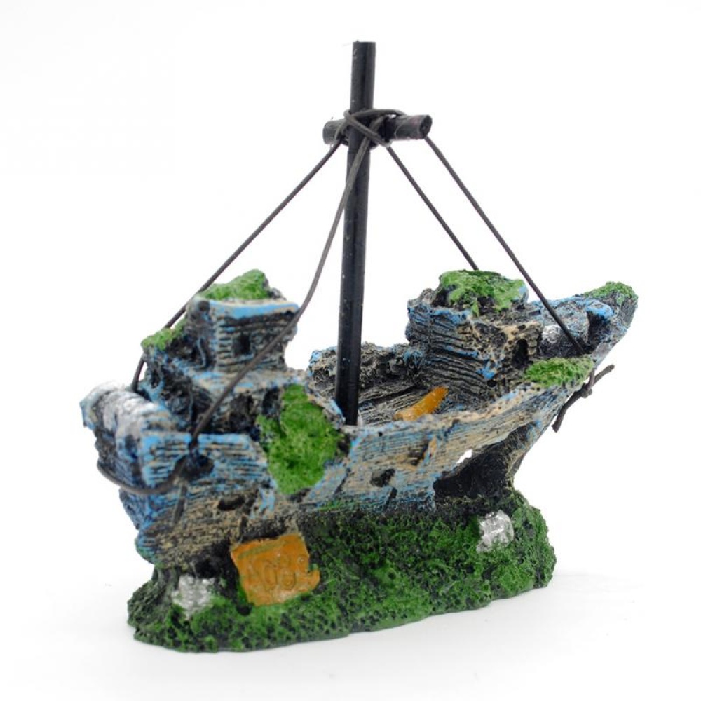 Creative Pirate Ship Aquarium Ornament Fish Tank Landscaping Home Office Decoration green - Image 3