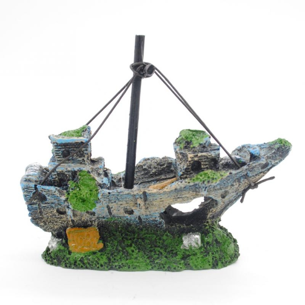 Creative Pirate Ship Aquarium Ornament Fish Tank Landscaping Home Office Decoration green - Image 2