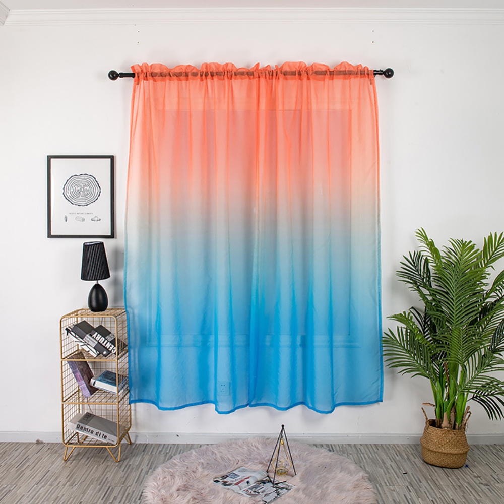 Gradient Color Window Curtain Tulle for Home Bedroom Living Room Kids Balcony Orange red blue gradient_1 * 2 meters high