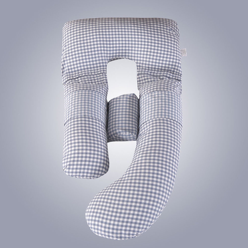 Multifunction Cotton Maternity Pillow G Shape Waist Abdomen Support Cushion blue