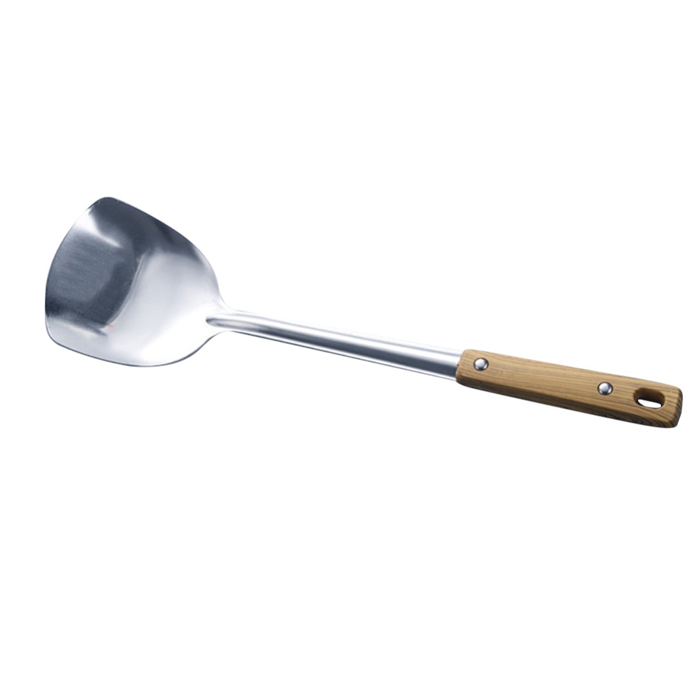 wooden pattern handle stainless steel spatula soup spoon frying colander insulation kitchen supplies ware kit fried shovel