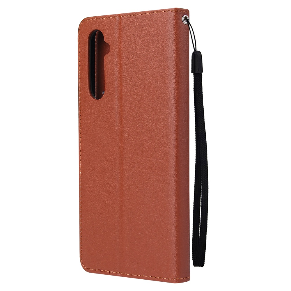 For OPPO Realme C3/Realme 6 PU Leather Mobile Phone Cover with 3 Cards Slots Frame red - Image 2