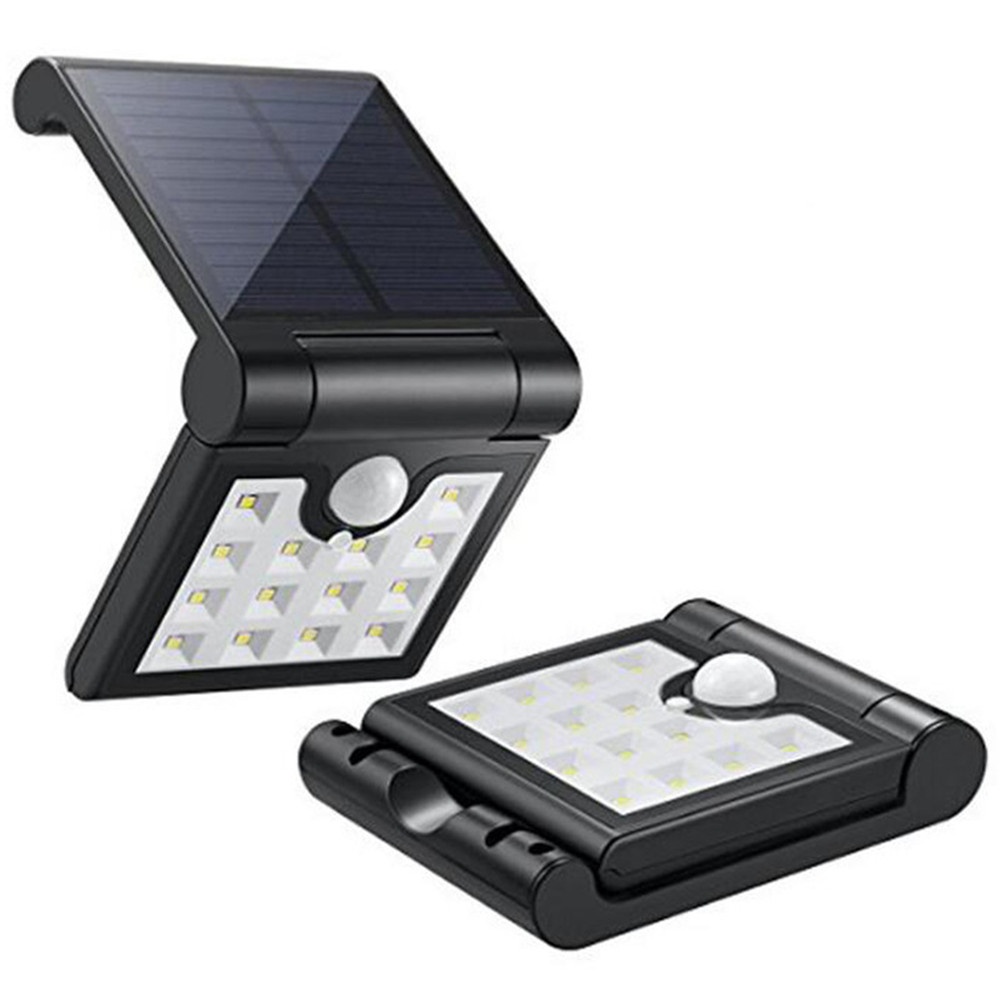 1W Waterproof Solar Folding Wall Lamp with Motion Induction White Light