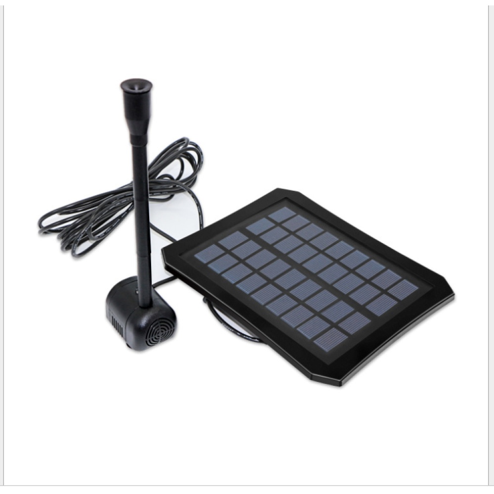9V 2.5W Solar Fountain Pump with LED Bead Built-in Battery for Bird Bath Pond Garden black