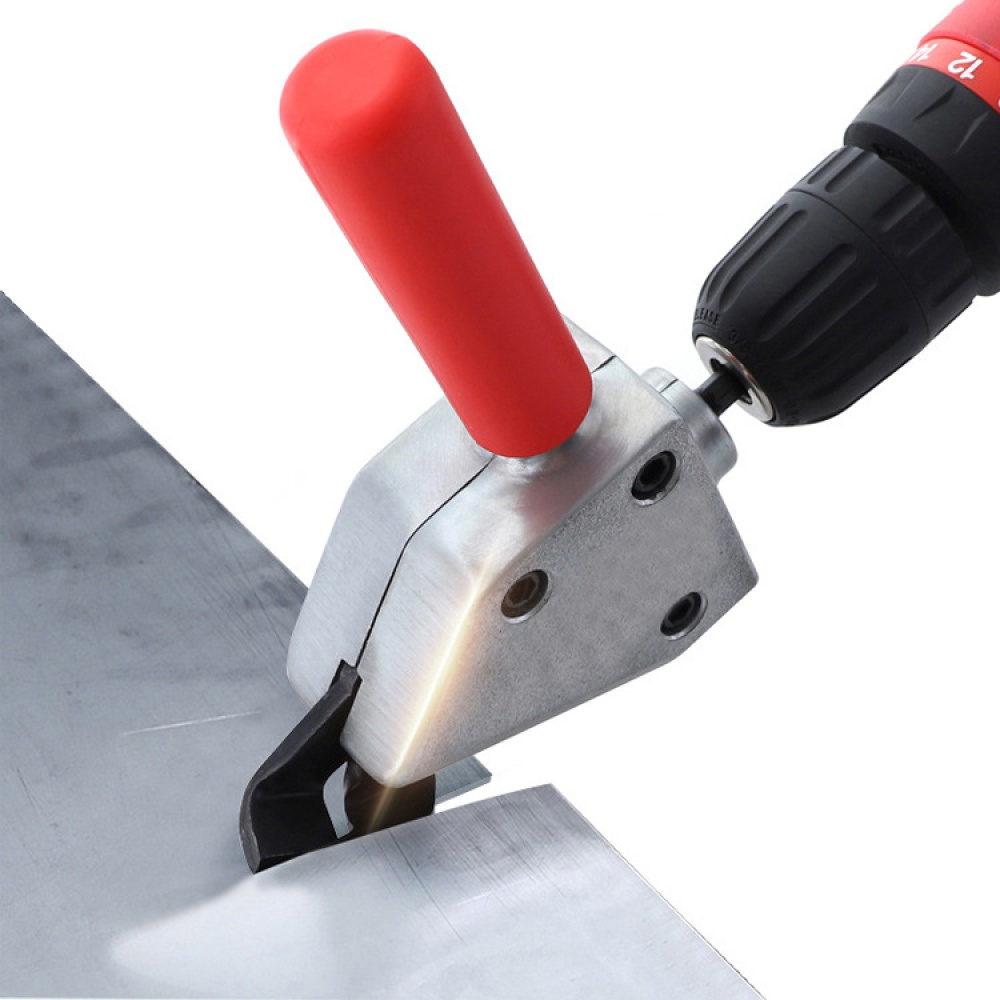 1/4in Nibble Metal Cutting 6.35 Sheet Cutter HCS Drill Shear Attachment Electric Scissors for Power Tool Accessories Red + silver - Image 2