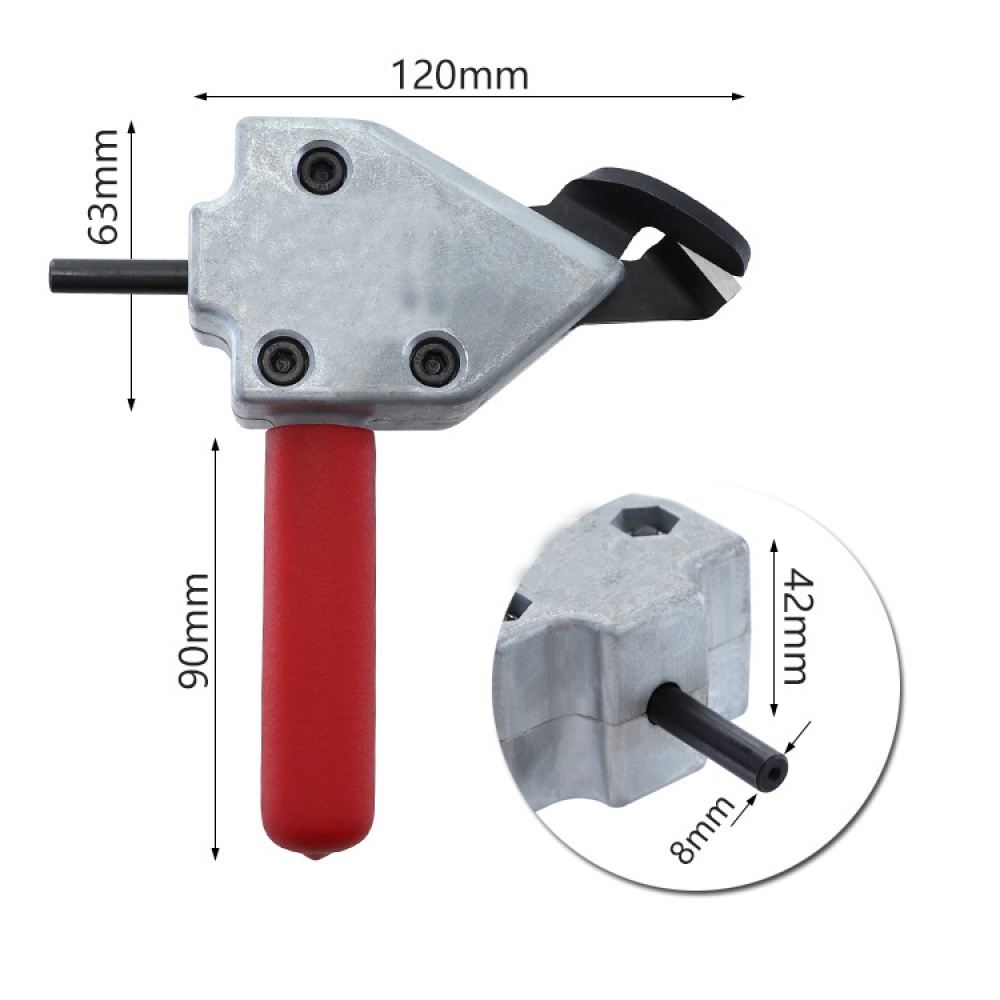 1/4in Nibble Metal Cutting 6.35 Sheet Cutter HCS Drill Shear Attachment Electric Scissors for Power Tool Accessories Red + silver - Image 3