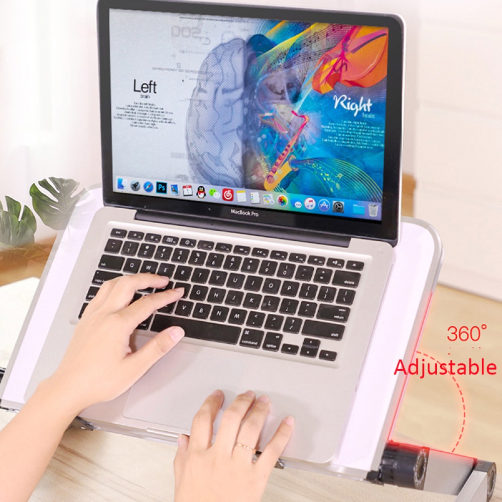 Aluminum Alloy Laptop Portable Foldable Adjustable Desk Computer Table Stand Tray Notebook PC Folding Enlarge white - Image 2