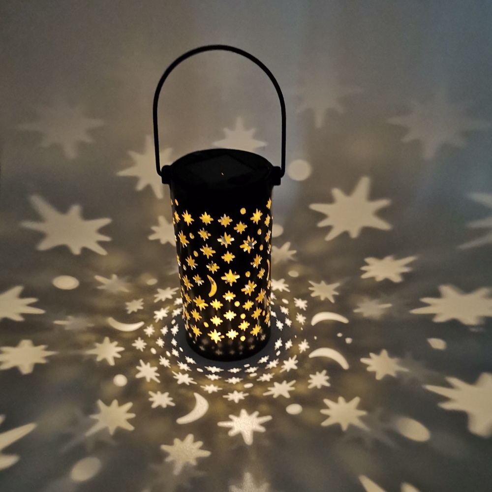 3 in 1 Solar Light Outdoor Iron Art Moon Star Shadow Lantern Hanging Lamp for Decoration warm light - Image 2