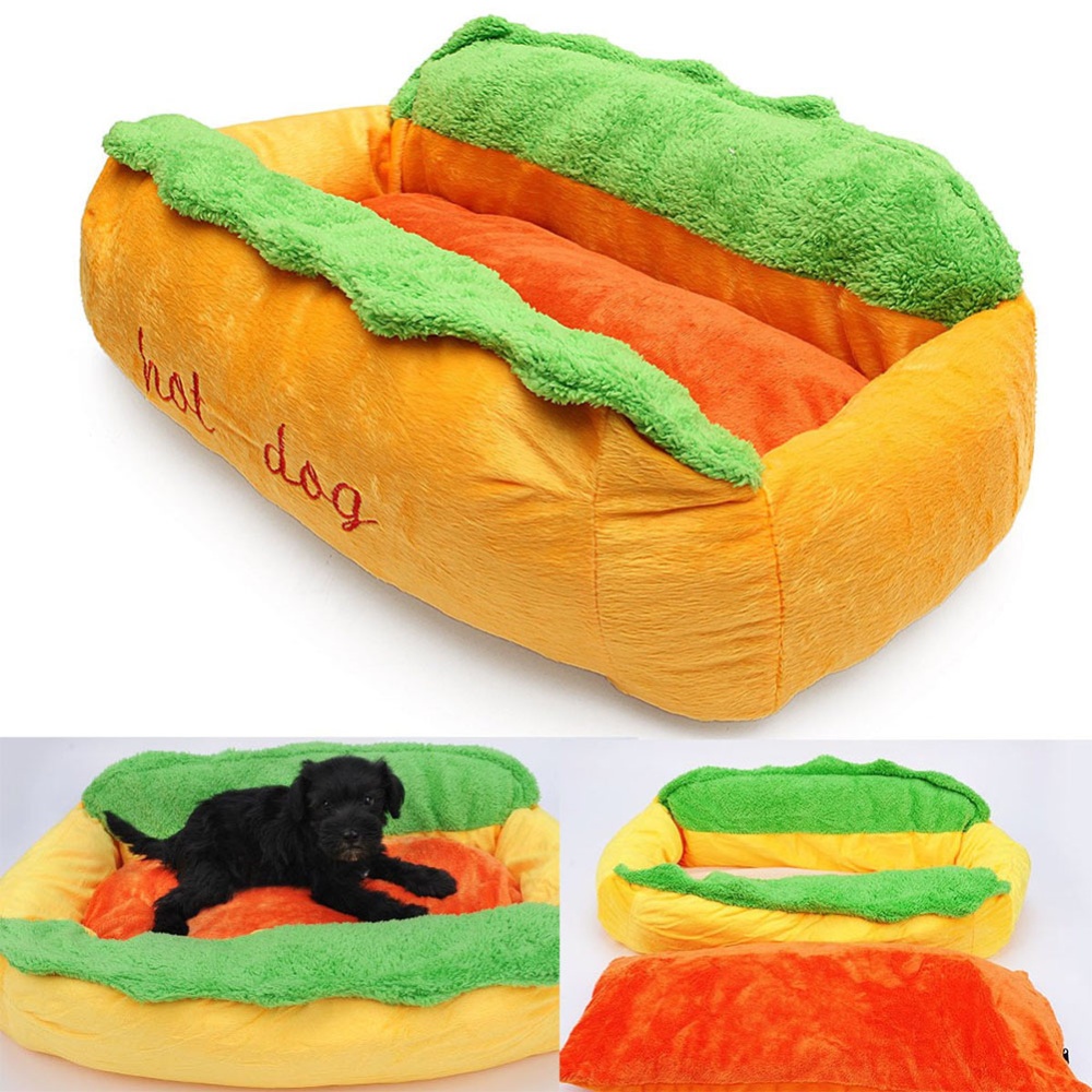 Cotton Hot Dog Shape Pet Bed Kennel Cat Nest Puppy House Warm Mat Cushion Washable Pad L - Image 2