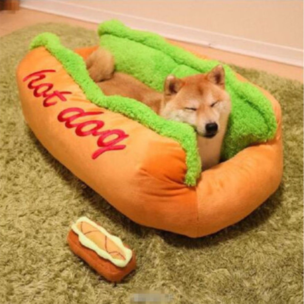 Cotton Hot Dog Shape Pet Bed Kennel Cat Nest Puppy House Warm Mat Cushion Washable Pad L - Image 3