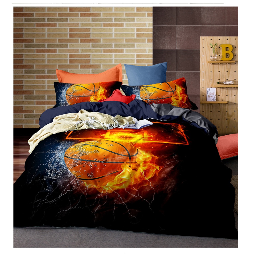 Stylish 3D Sports Theme Bed Set Quilt Cover Pillowcases Housewarming Gift Decoration 3PCS/Set