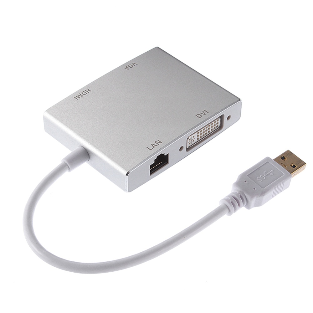 USB3.0 TO HDMI VGA DVI +RJ45 1080P Expander External Video Card Adapter white - Image 2