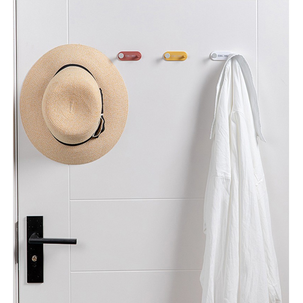 Storage Hooks Punch-free Bathroom Wall Hook Door Coat Rack Hanger Multi-functional Row white - Image 2