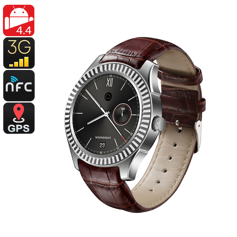 No.1 D7 Bluetooth Watch Phone - Android OS, Heart Rate Monitor, 1 IMEI, 3G, Pedometer, Calls, App, NFC (Silver)