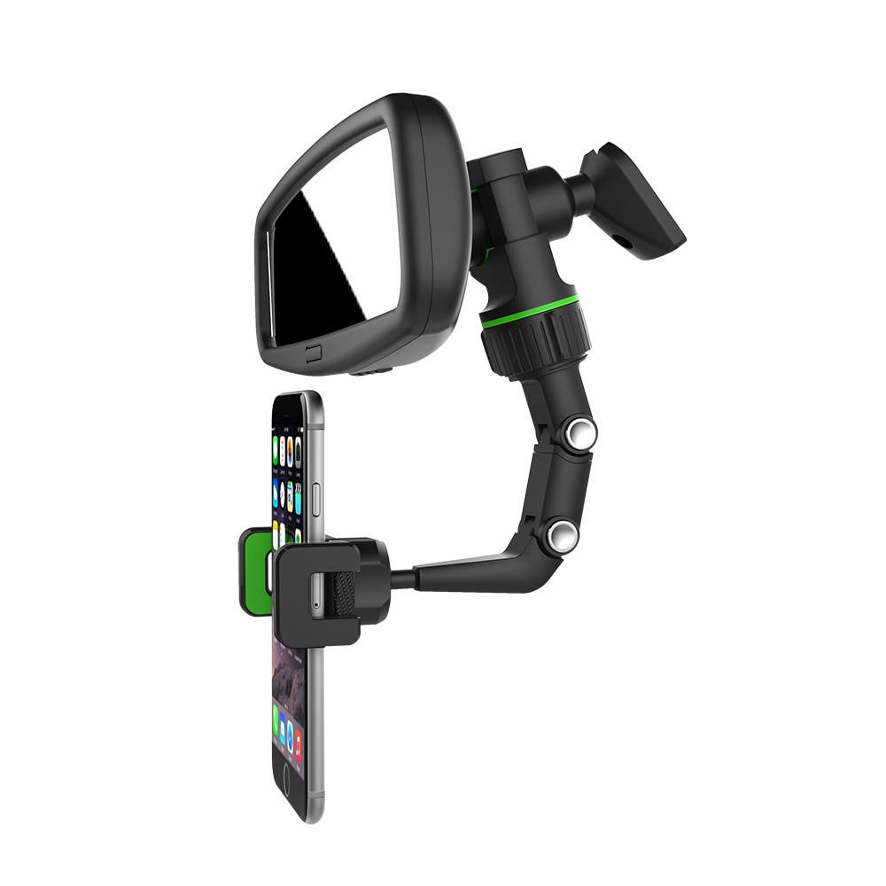 Multifunctional 360 Degree Rotate Phone Holder Car Rearview Mirror Suspension For Smartphone Gps green - Image 2