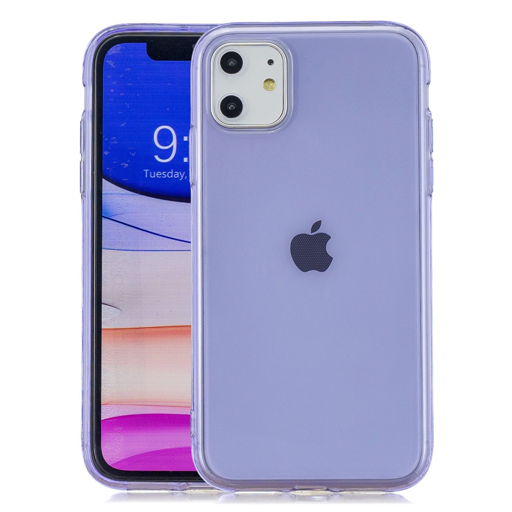 for iPhone 11 / Pro Max Clear Colorful TPU Back Cover Cellphone Case Shell Purple - Image 2