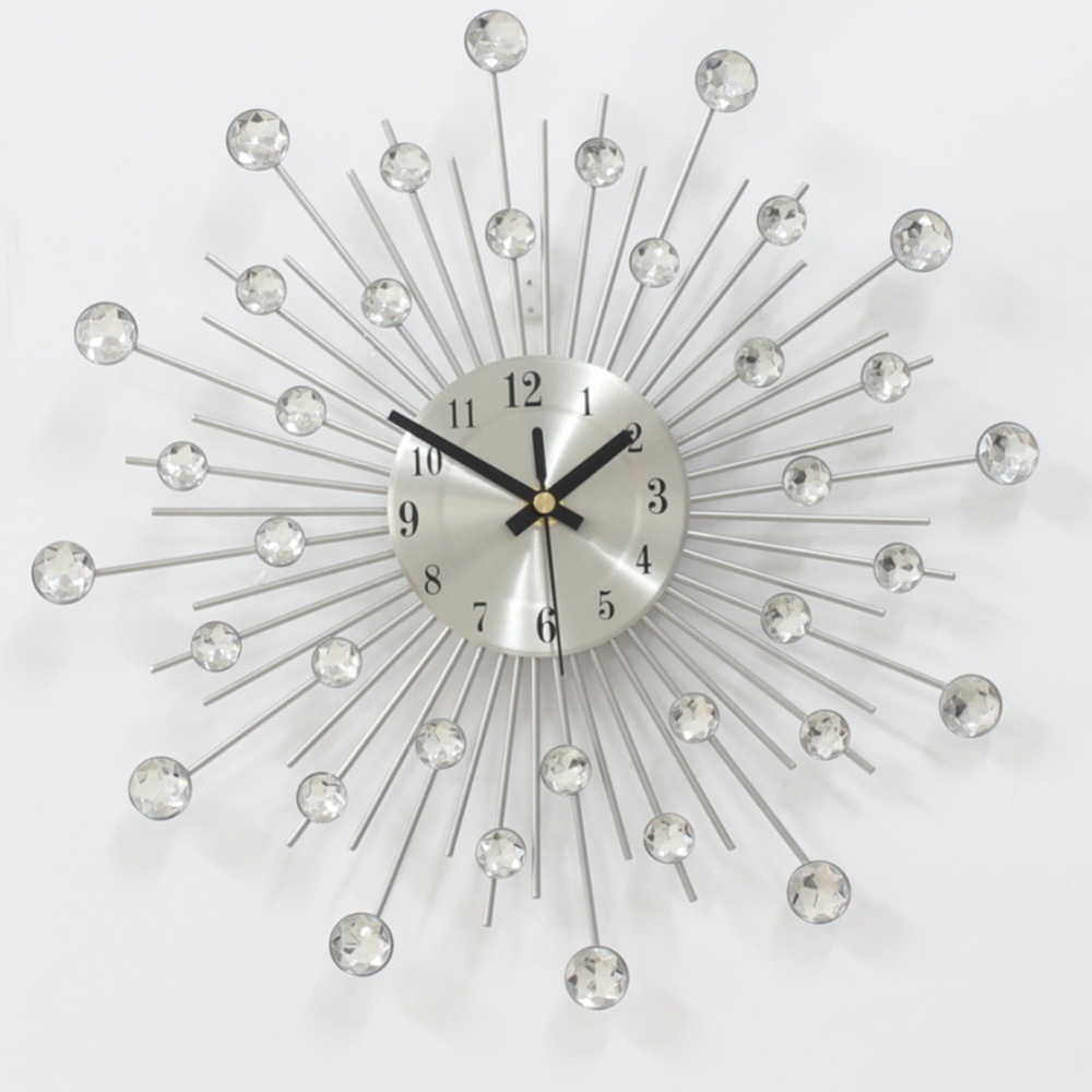 Artistic Metal Wall Clock with Acrylic Diamond 33cm - Image 3