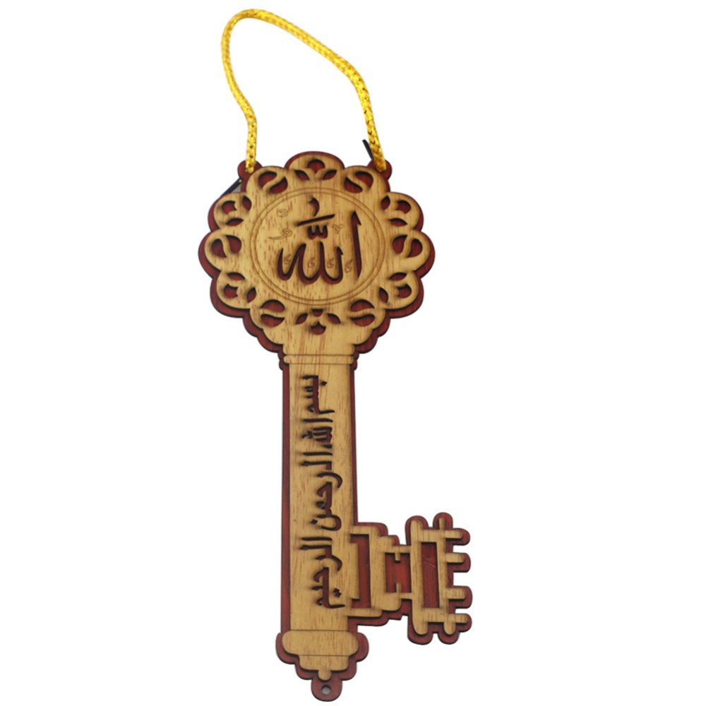 Wooden Islamic Home Decoration Hanging Crafts Key Shape Delicate Ornament JM01837
