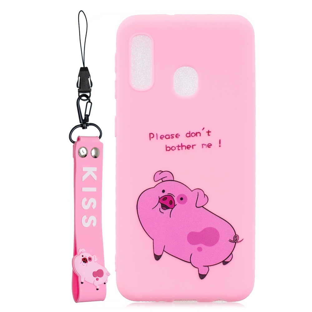 Acekool for Samsung A20E Cartoon Lovely Coloured Painted Soft TPU Back Cover Non-slip Shockproof Full Protective Case with Lanyard Light pin - Image 2