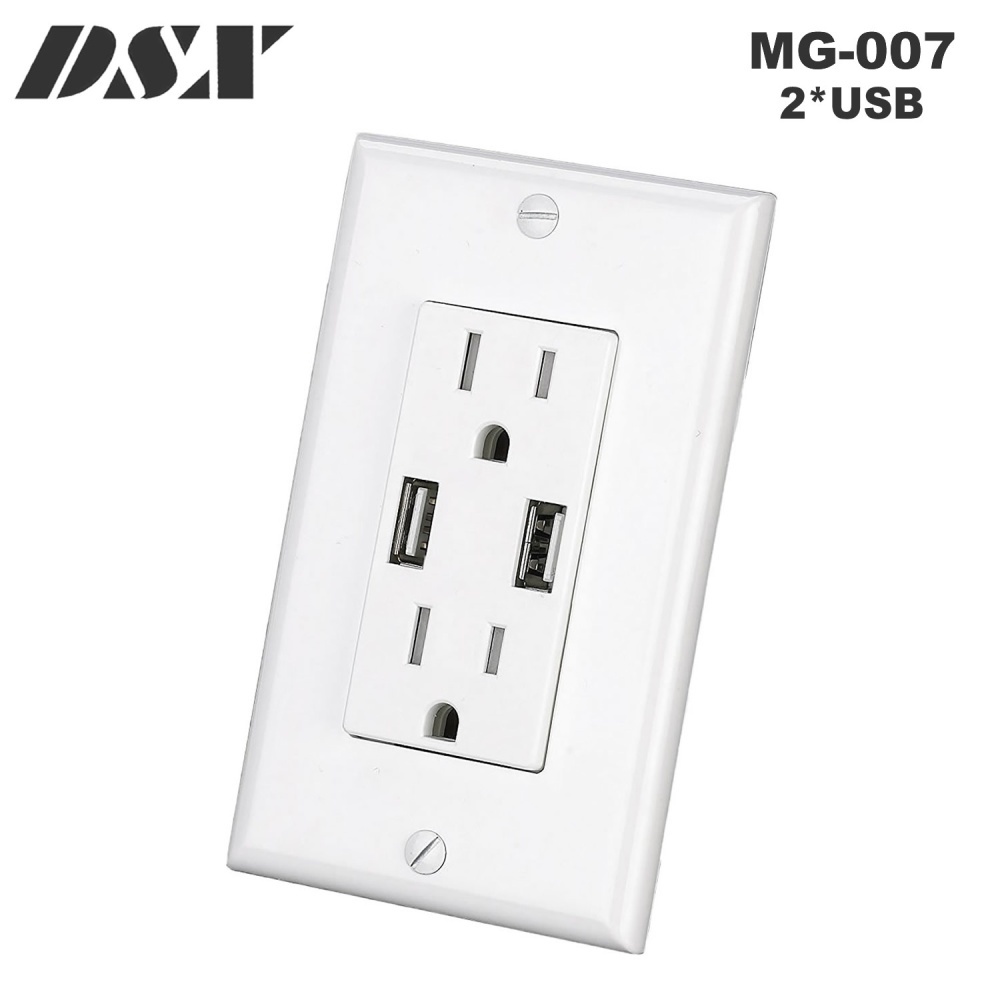 Double USB High Speed Safety Charger Duplex Receptacle Tamper Resistant Wall Socket Plate - Image 3