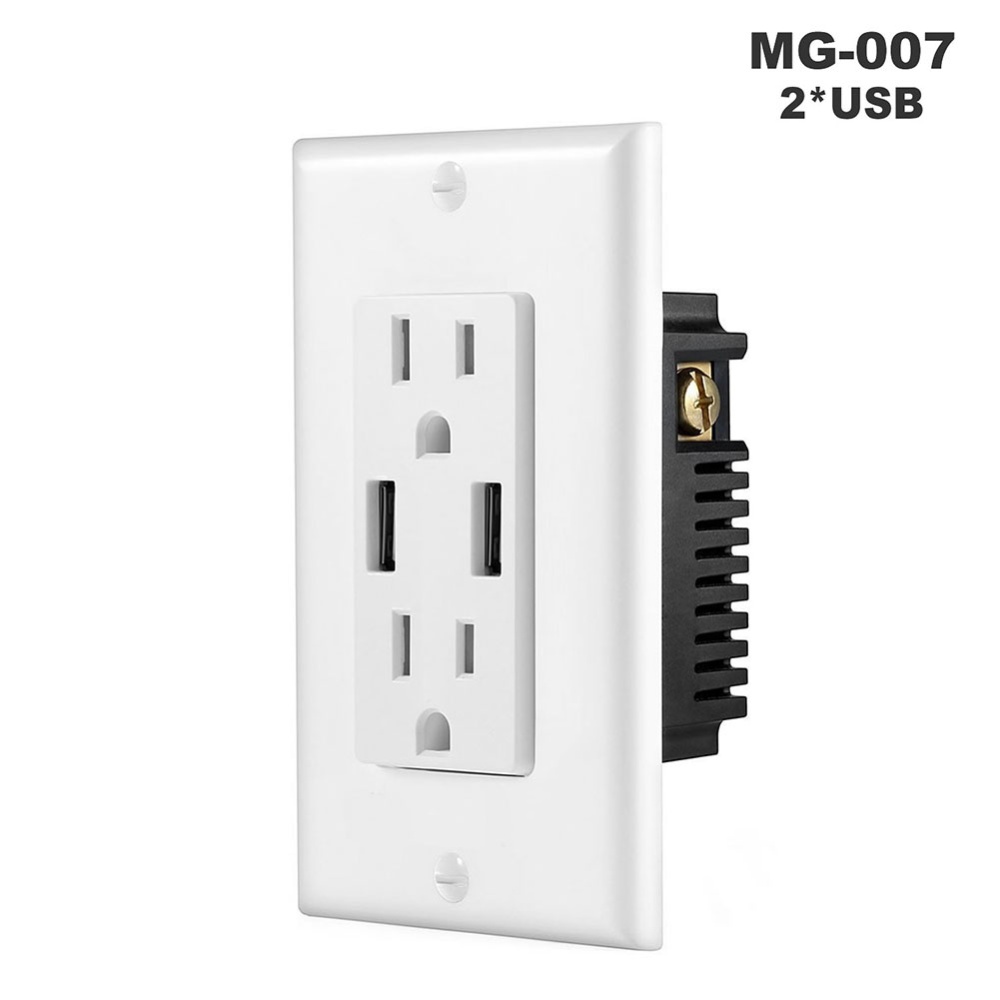 Double USB High Speed Safety Charger Duplex Receptacle Tamper Resistant Wall Socket Plate - Image 2