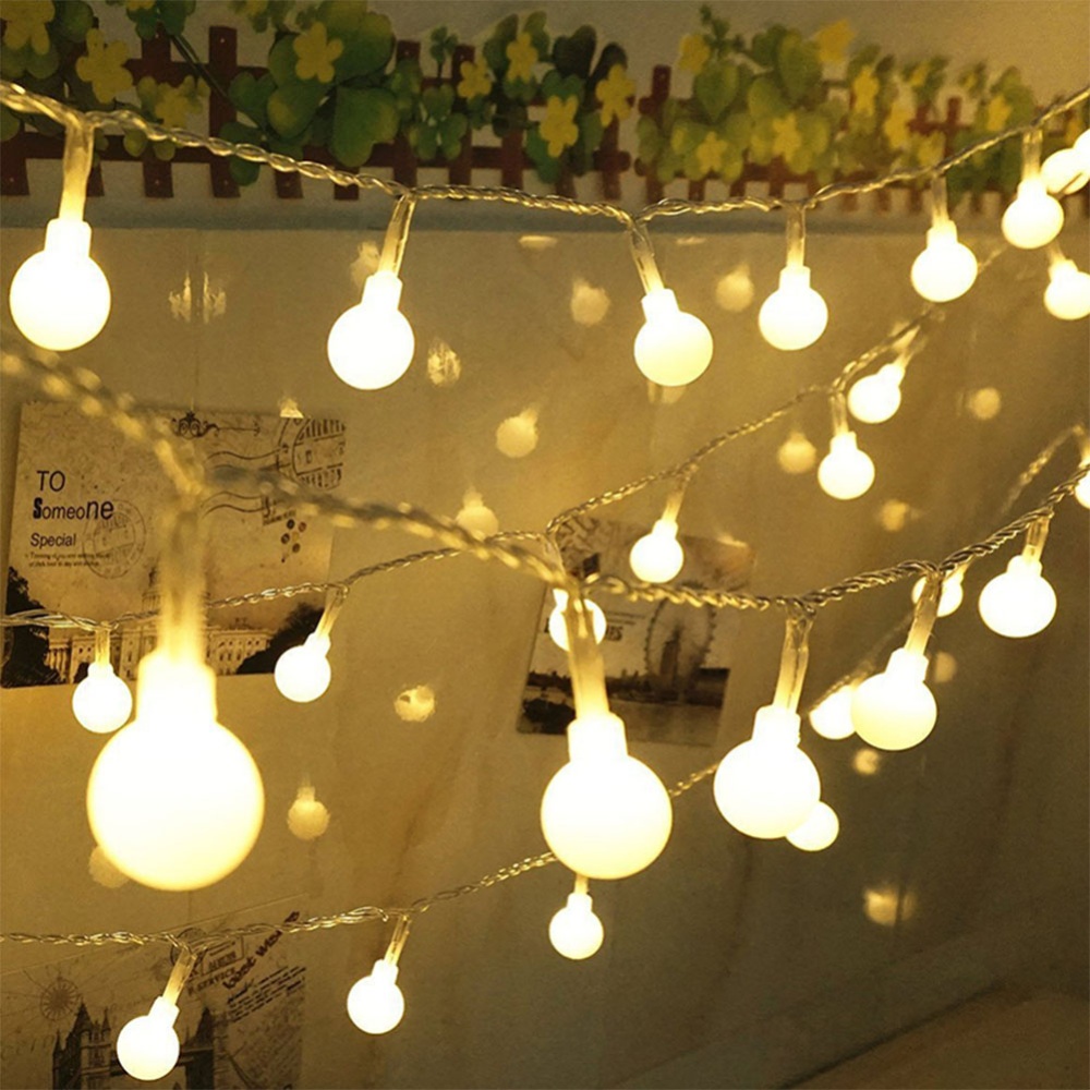 220V 10M 100LED Pretty Ball Bulb String Lights Garden Home Party Bar Festival Decoration Warm White - Image 3