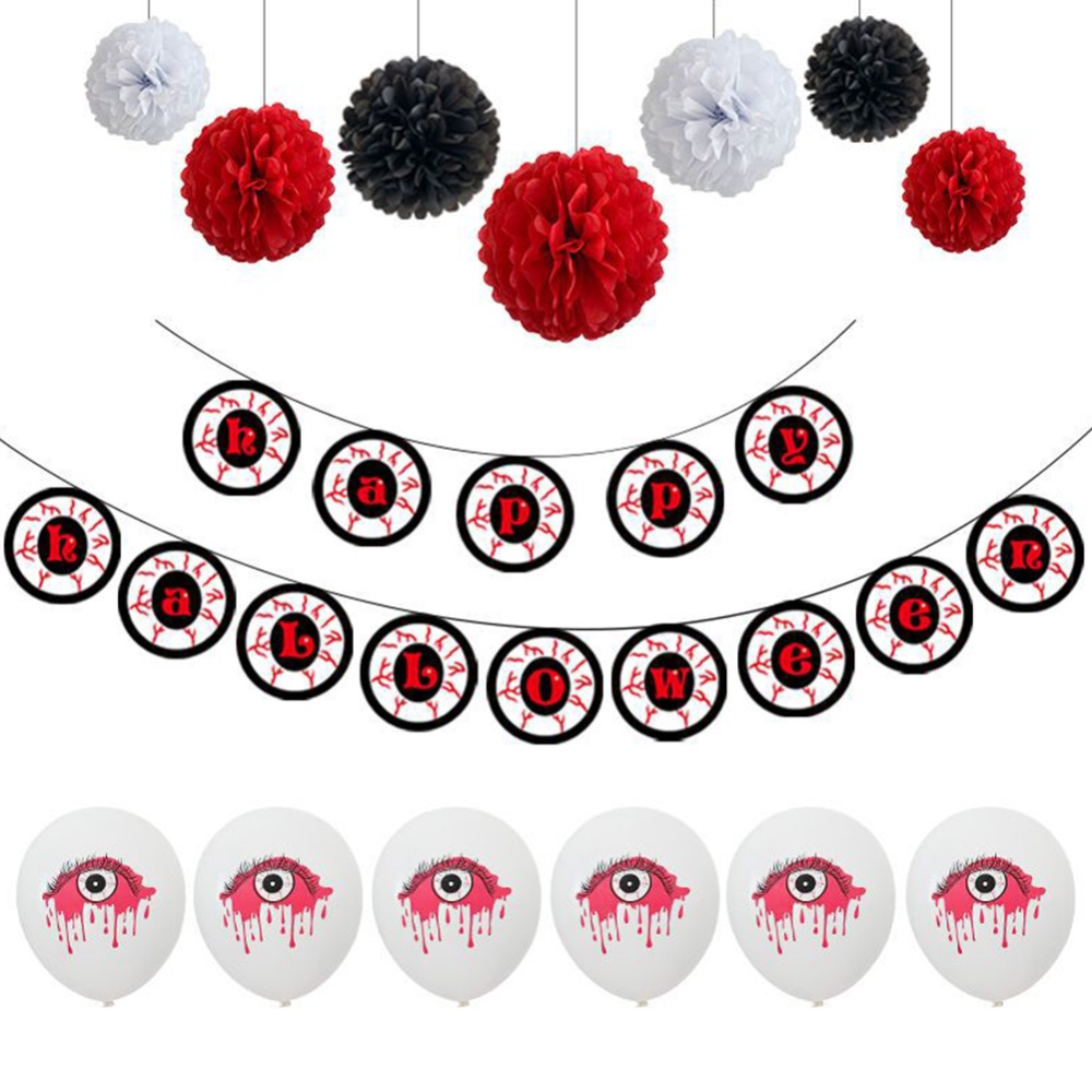 Horror Eye Pendant Balloons Set for Halloween Theme Party Decoration 1#paper flower - Image 3