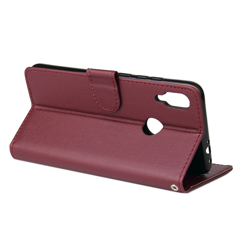 For Redmi note 7/Redmi 7pro Flip-type Leather Protective Phone Case with 3 Card Position Buckle Design Cover Red wine - Image 2