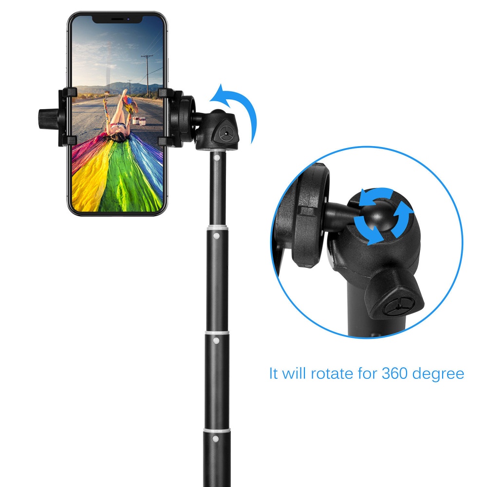 YunTeng YT-9928 Multifunction Selfie Stick Tripod with Bluetooth Remote Shutter black - Image 2