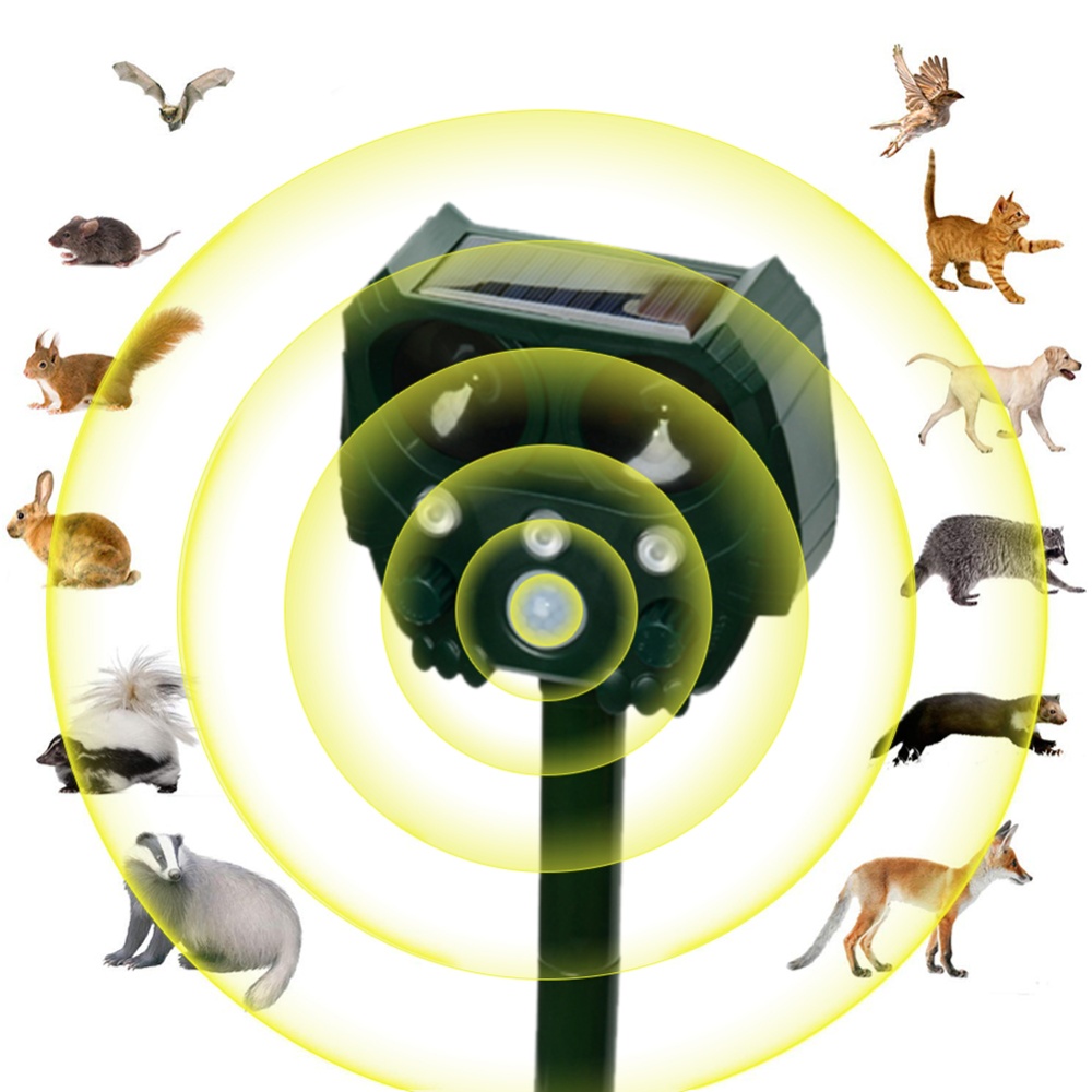 Solar Waterproof Outdoor Ultrasonic Dispeller for Mice Pest Bird Hare Fox Cat Dog