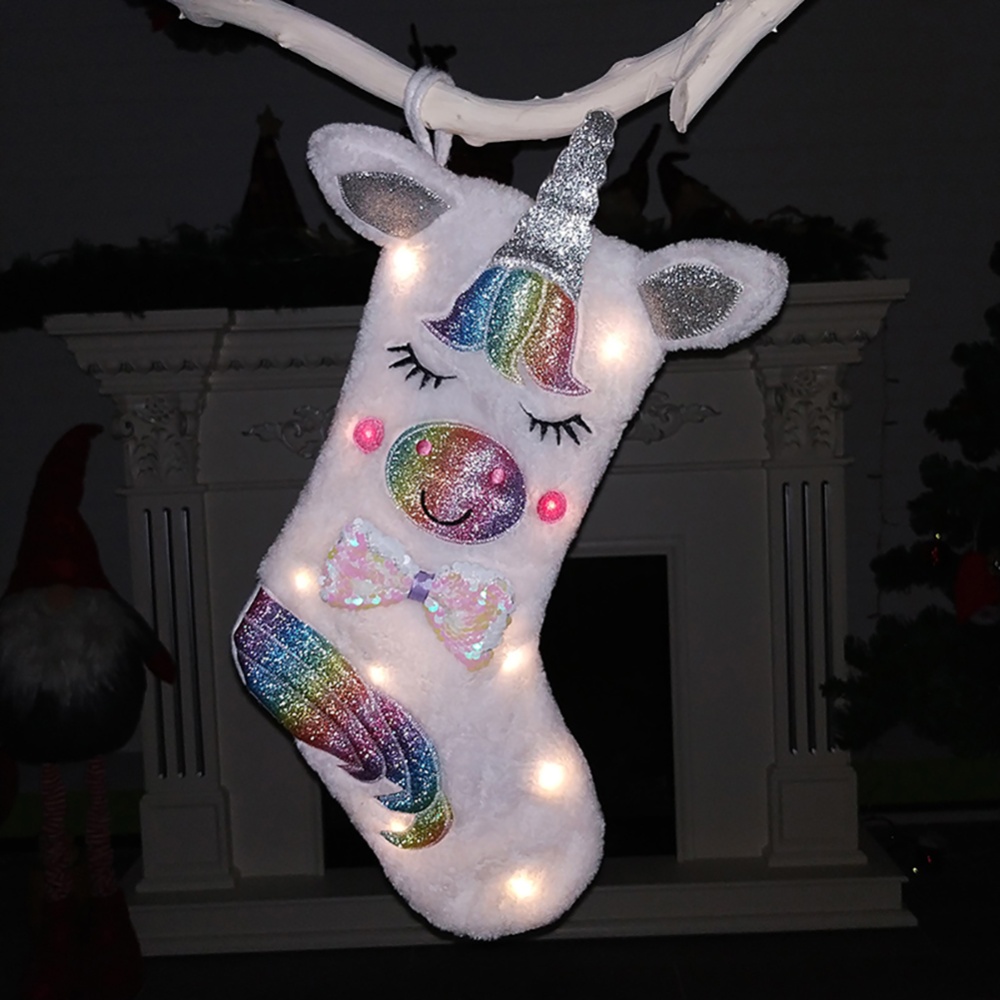 Large Size Christmas Stocking Candy Bag for Home Party Xmas Tree Decor Lighted